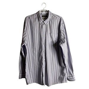 Denver Hayes Men's Lavender Striped Button-Down Slim-Fit Shirt